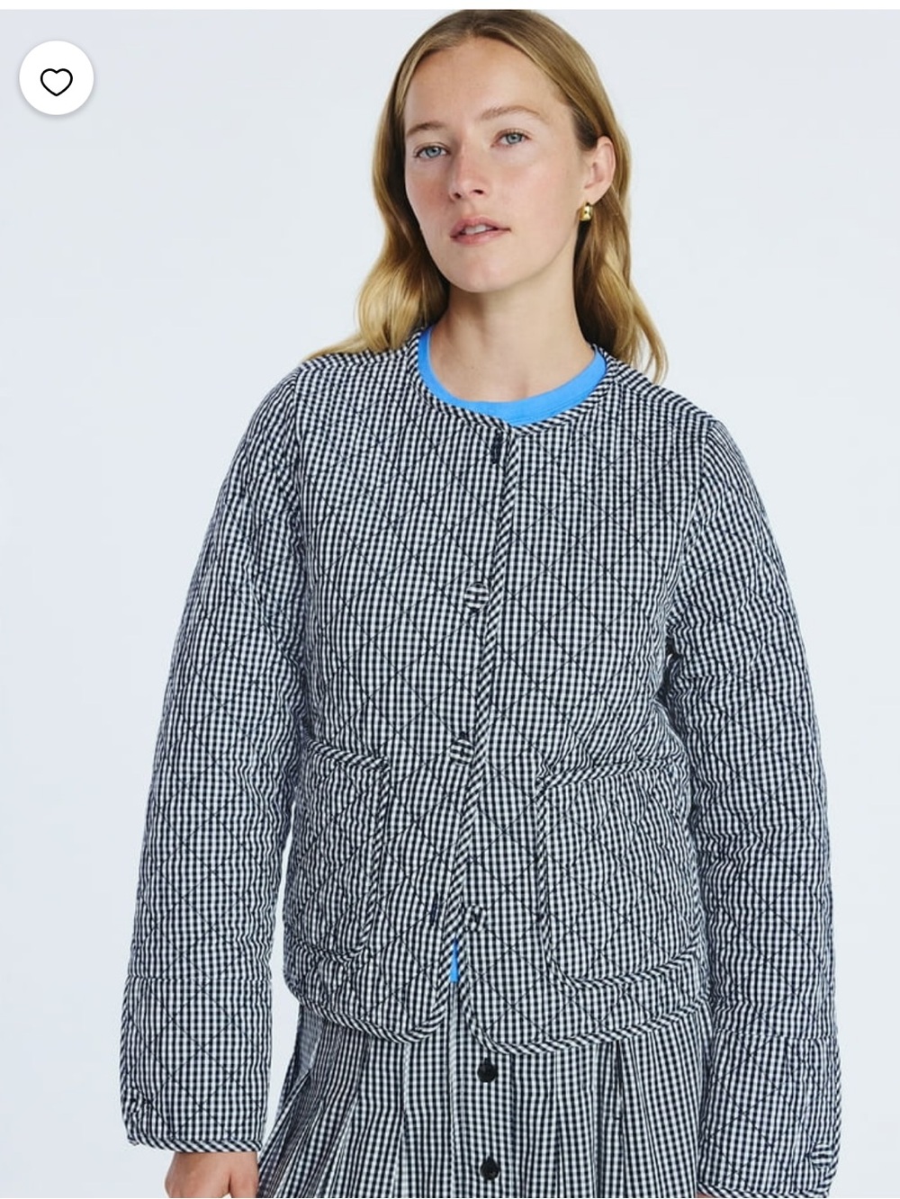 Gingham Quilted Puffer Jacket in Black & White